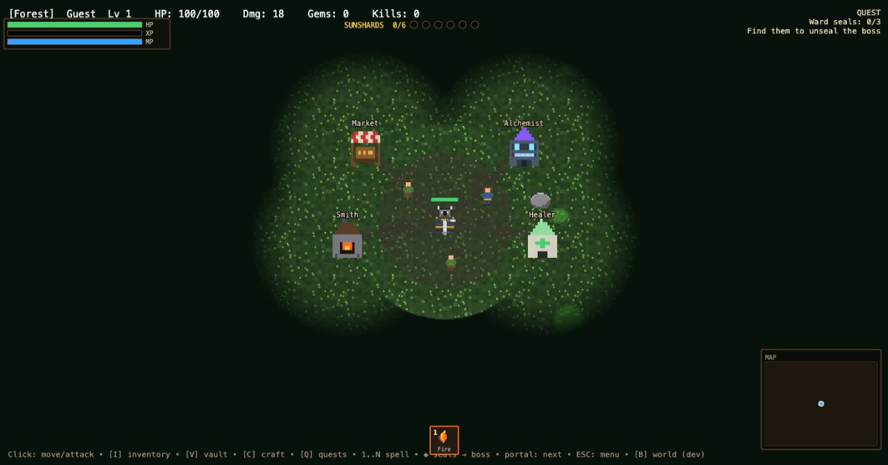 Solablo screenshot — the Old Forest hub